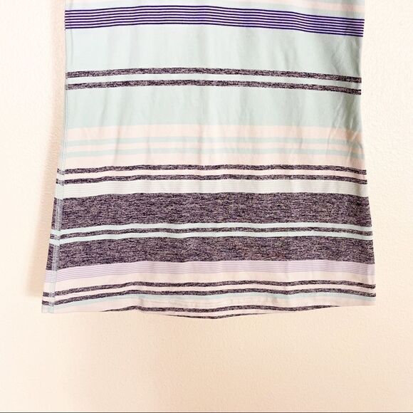 Lululemon White with Grey & Blue Striped Cool Racerback Tank Top - Picture 4 of 7